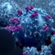 3d illustration proteins with lymphocytes , t cells or cancer ce Axis Bio services oncology cancer cell