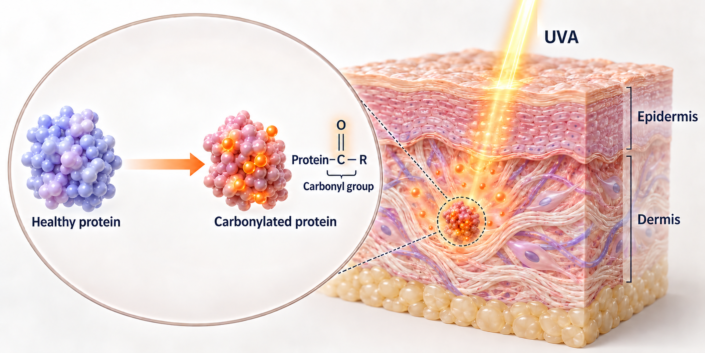 Skin and UVA Skin irradiated to UVA and inducing carbonylation on proteins
